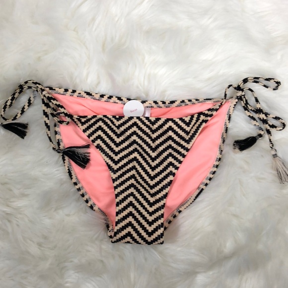 New Black Bikini Suite Bottom Stripe Medium - Picture 2 of 6